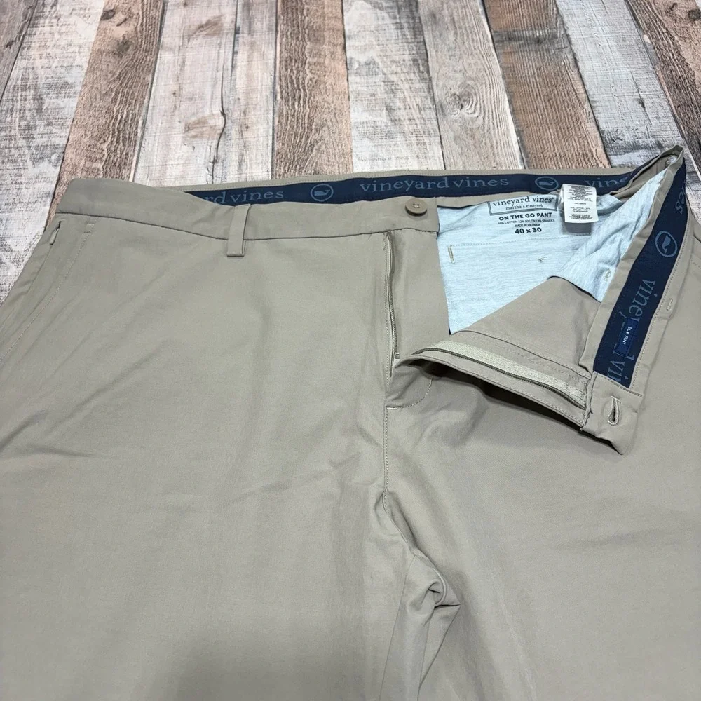 Vineyard Vines On The Go Pant Mens 40x26 Khaki Slim Stretch Performance Chino